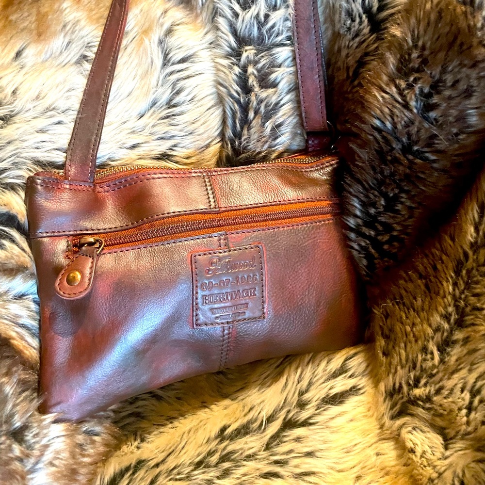 ASHWOOD  HERITAGE BURNT RED/BRWN LEATHER CROSSBODY WEAVE made in ENGLAND